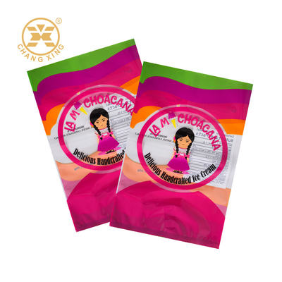 Custom Printing Sealed Plastic Packaging Bag With Transparent Window For Ice Cream Frozen Food
