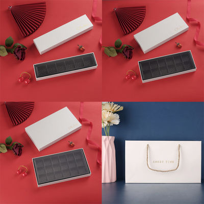 Custom Printed 6/12/18 Grid Chocolate Packaging Box with Gift Bag - 4c Offset Printing & Recyclable Specialty Paper