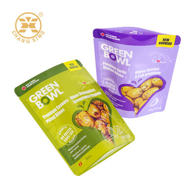Customizable Snack Packaging Bags Featuring Tear Notch and Stand Up Pouch Design Suitable for Various Snack Types