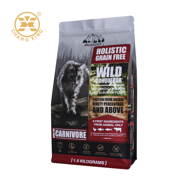 5kg 10kg 15kg 20kg Plastic Ziplock Dog Cat Pet Food Packaging Bag Stand Up Pouch Flat Bottom Bags For Pet Feeding