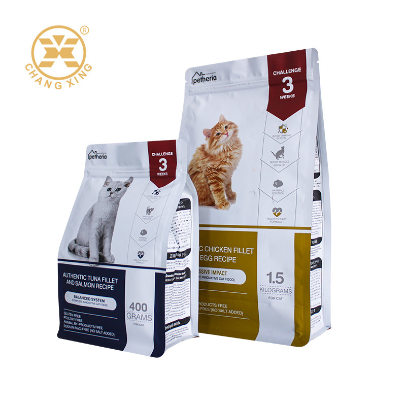 Custom Printed Foil Mylar High Quality Oem 8 Side Seal Bag Pet Food Packaging Square Bottom Pet Cat Food Bag