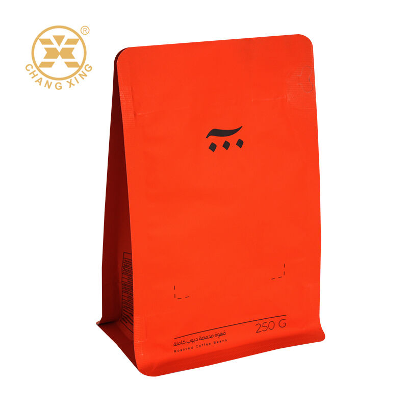 Custom Printed Flat Bottom Coffee Packaging Bag Zipper Seal Packaging Pouch With Valve