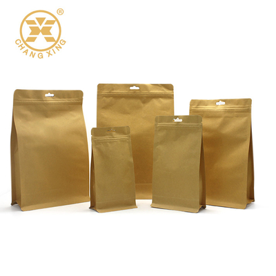 Sacos de café Compostable inferiores lisos de Kraft com válvula 16oz