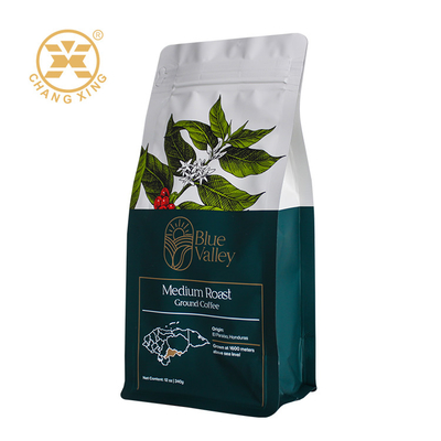 Sacos de café de fundo plano com fecho de fecho de 250 g 500 g 1 kg