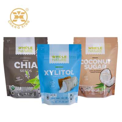 Logotipo personalizado à prova de umidade Caramelo filme de rolo Saco de embalagem de alimentos Caramelo Saco de embalagem com ziplock