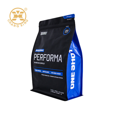 Sacos de fundo plano personalizados Sacos de plástico de proteína de soro de leite em pó Sacos de embalagem de alimentos de saúde com fecho