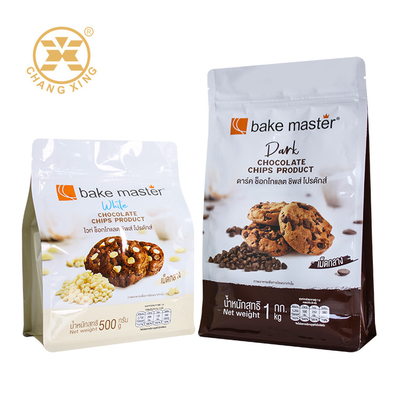 Bolsa de embalagem de biscoitos de fundo plano Stand Up Pouch Chocolate Chip Zipper Food Packaging Bag