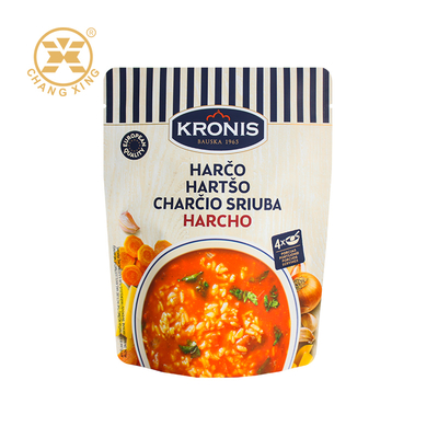 Saco de Embalagem de Alimentos Impresso Personalizado de Grau Alimentar Laminado Selado Quente Saco de Posição para Sopa de Arroz de Carne de Peixe