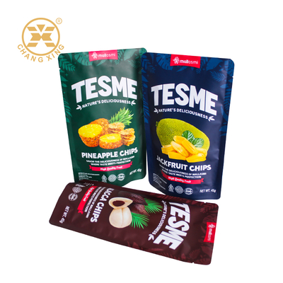 Impressão sob medida Bolsa de Design de Stand Up Batata Chips Embalagem de Plástico Banana Chips de Coco Embalagem de Alimentos Secos Bolsa Stand Up