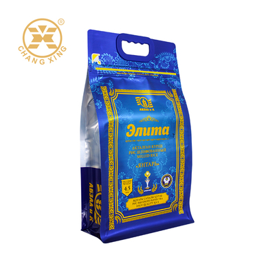 Sacos de embalagem de arroz Basmati de plástico personalizado fechável Zip Lock Pouch Saco de arroz impresso com alça Sacos de arroz 5kg