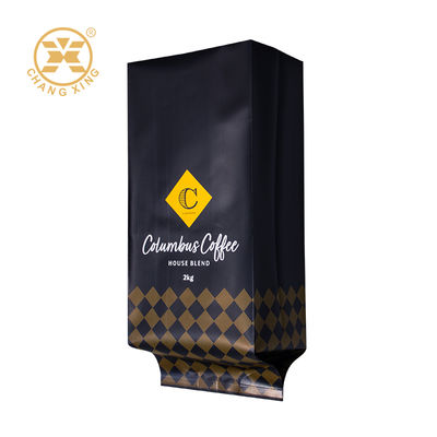 Sacos de embalagem para grãos de café com impressão personalizada em folha de alumínio fosco com reforço lateral, sacos de café tipo stand-up, sacos com zíper personalizados à prova de umidade