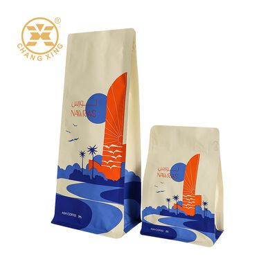 250g 500g Custom Coffee Flat Bottom Pouch Stand Up Coffee Beans Sacos de embalagem à prova de umidade Sacos com fecho