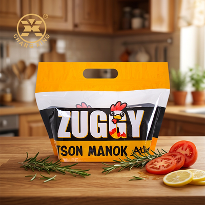 Venda a retalho de sacos de frango impressos personalizados fornecedores de embalagens de lechon manok sacos de plástico OEM para embalagens de frango assado