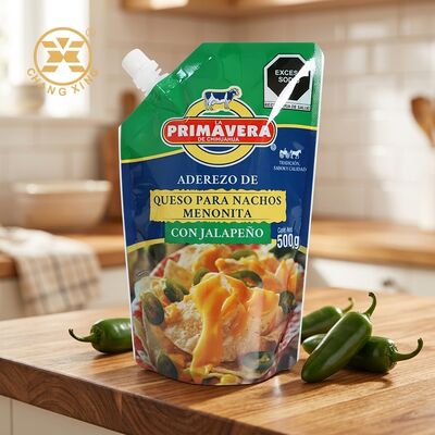 Saco Stand Up Personalizável de Grau Alimentício com Impressão Rotogravura para Embalagem de Molho e Bebida
