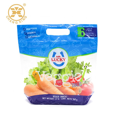 A liberação plástica do ar do furo de pino de BOPP levanta-se o malote com os sacos vegetais do fruto do zíper