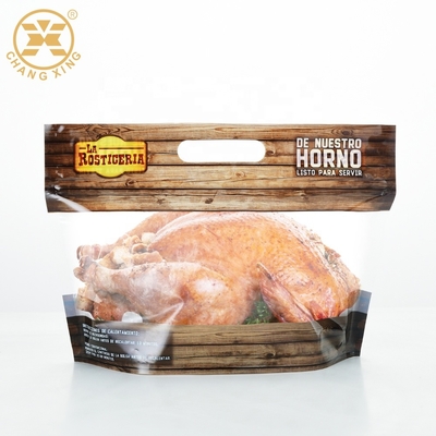 Saco de empacotamento do frango assado com malotes da galinha da repreensão da barreira de calor da névoa da janela do zíper os anti